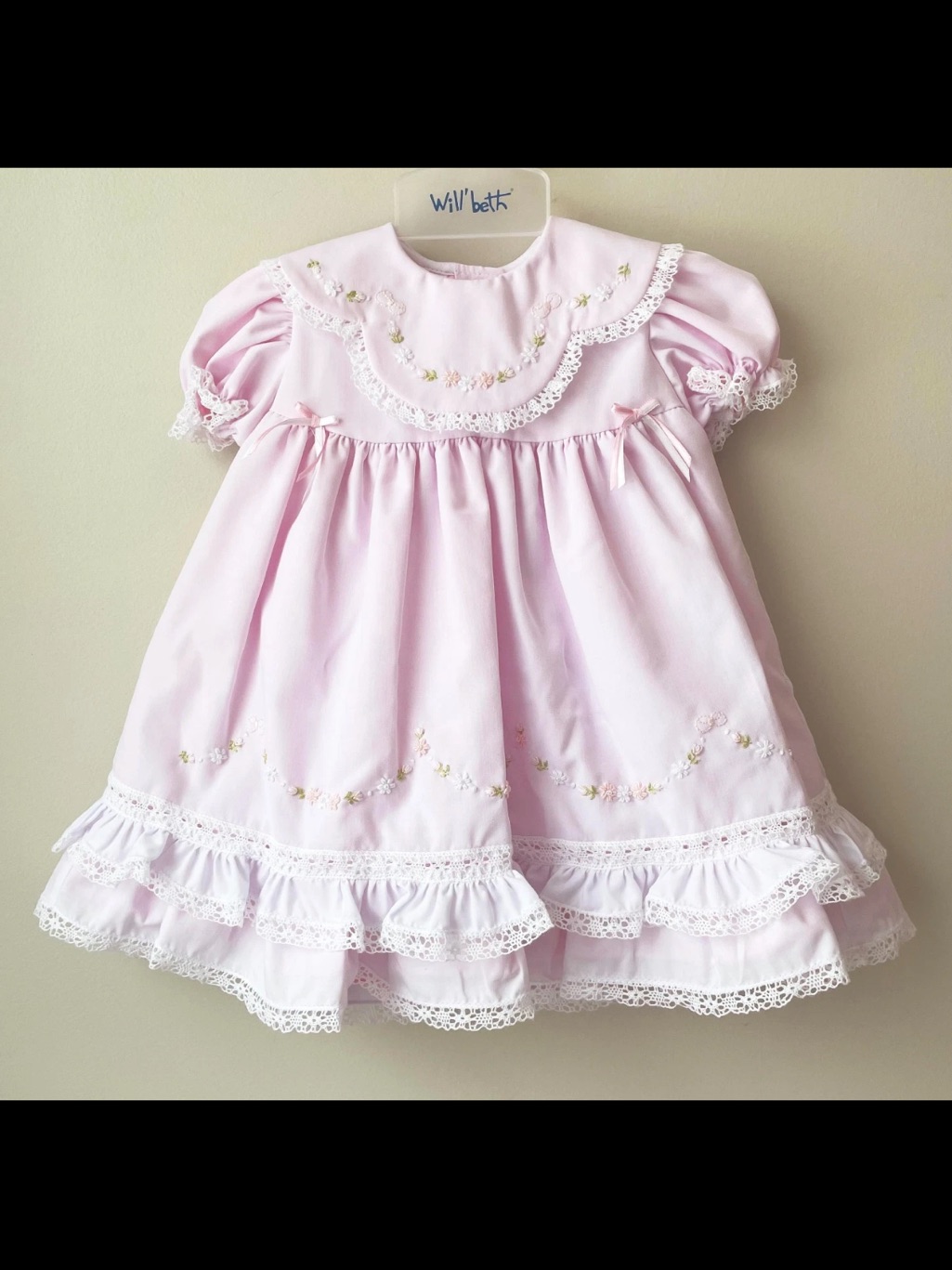 Nwt Will'beth Pink Heirloom 9m Lace 2pc Dress 9 Months Bloomers Girls Frilly